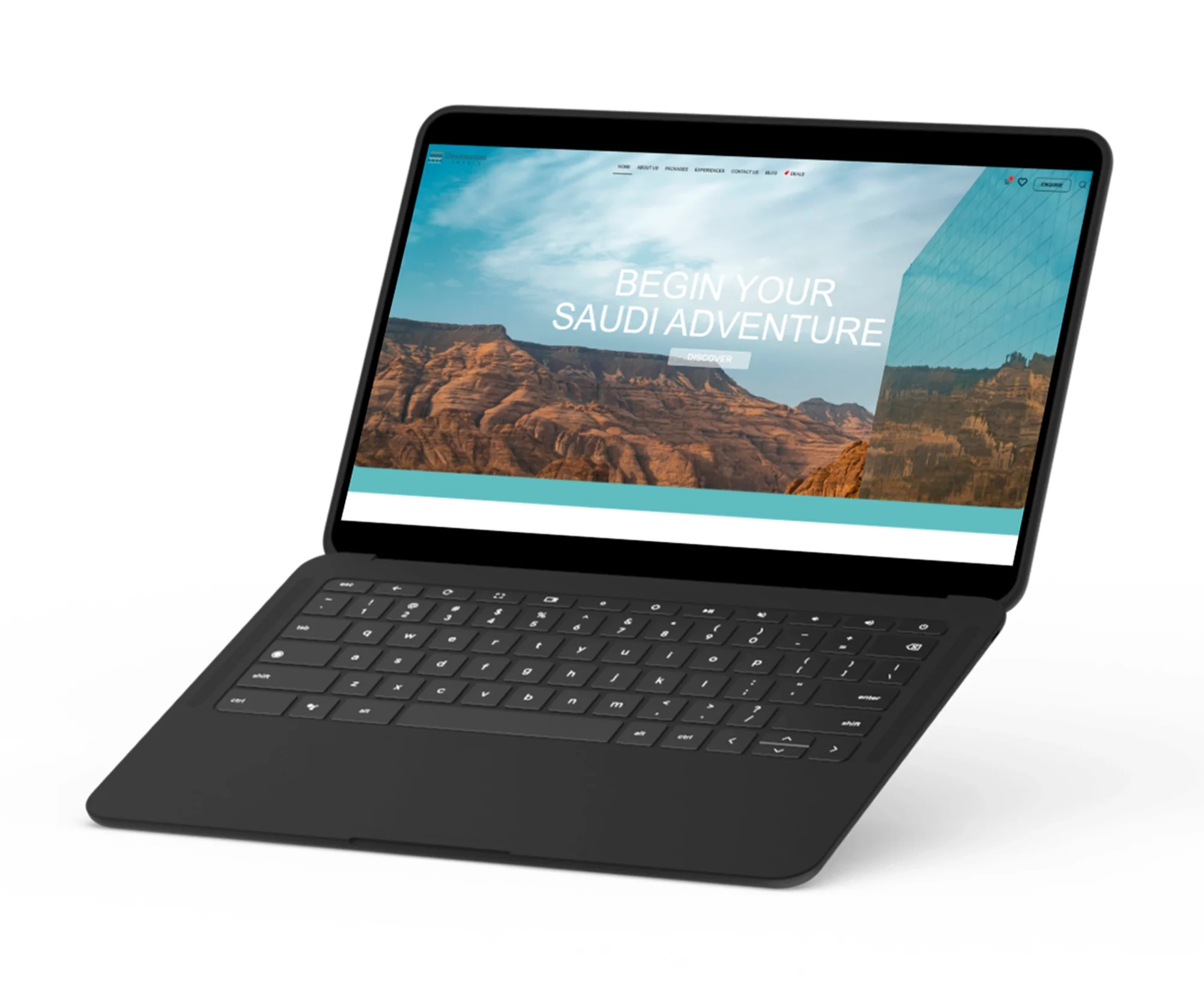 Destination Arabia travel branding and ecommerce on laptop by Rainhopes
