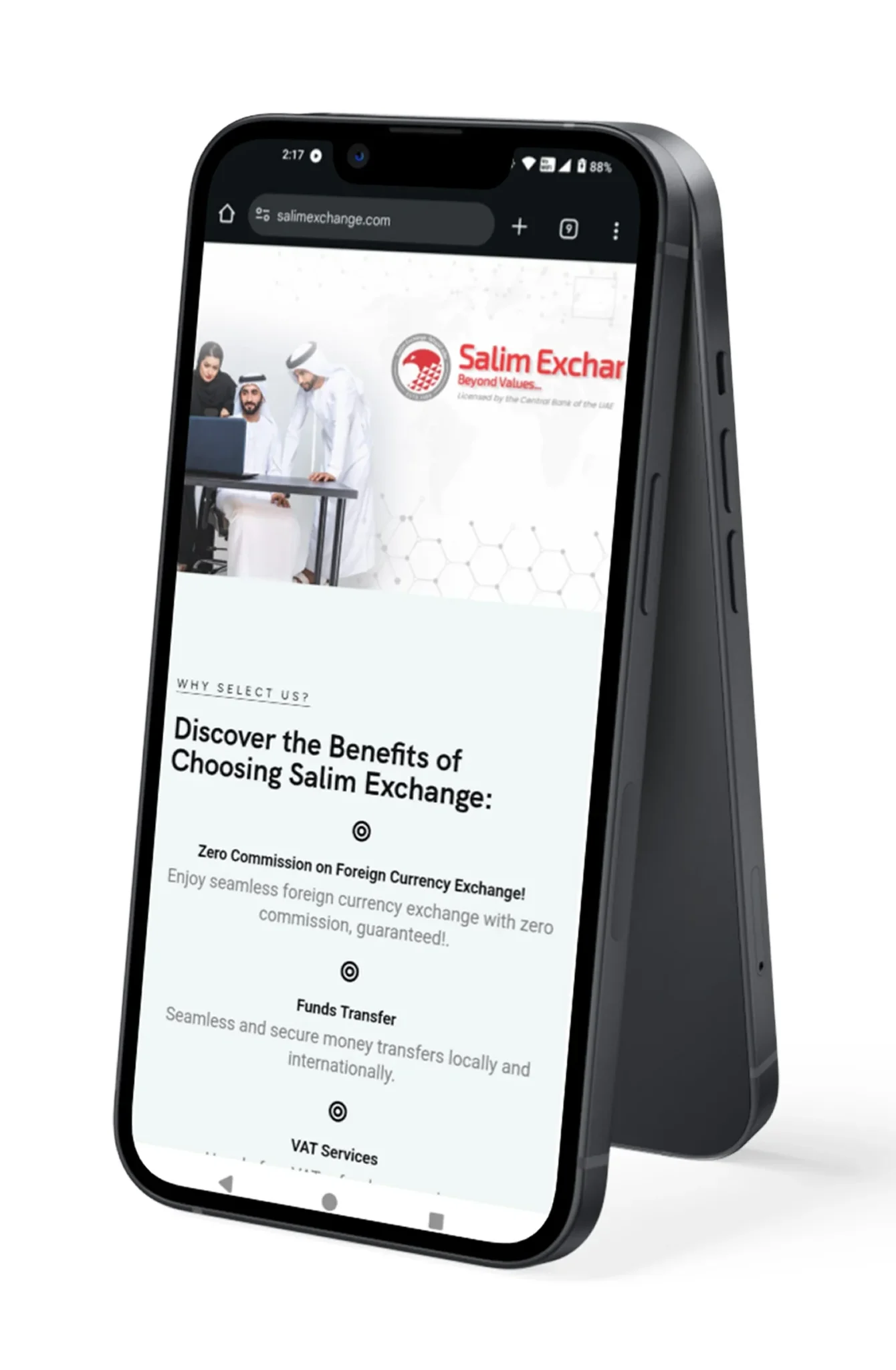 Salim Exchange finance website on mobile by Rainhopes