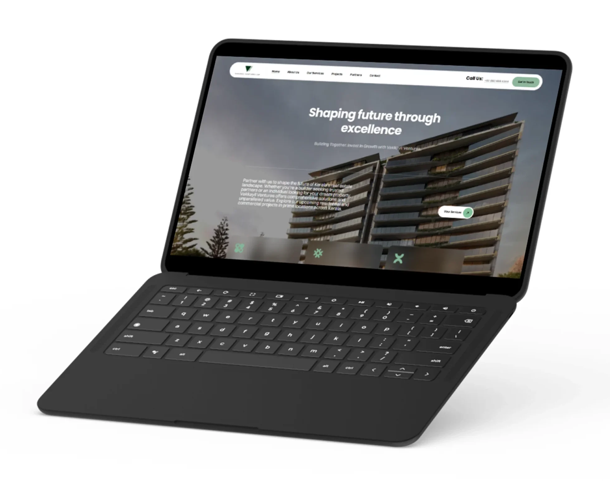Vakkayil Ventures builder website on laptop by Rainhopes Kochi